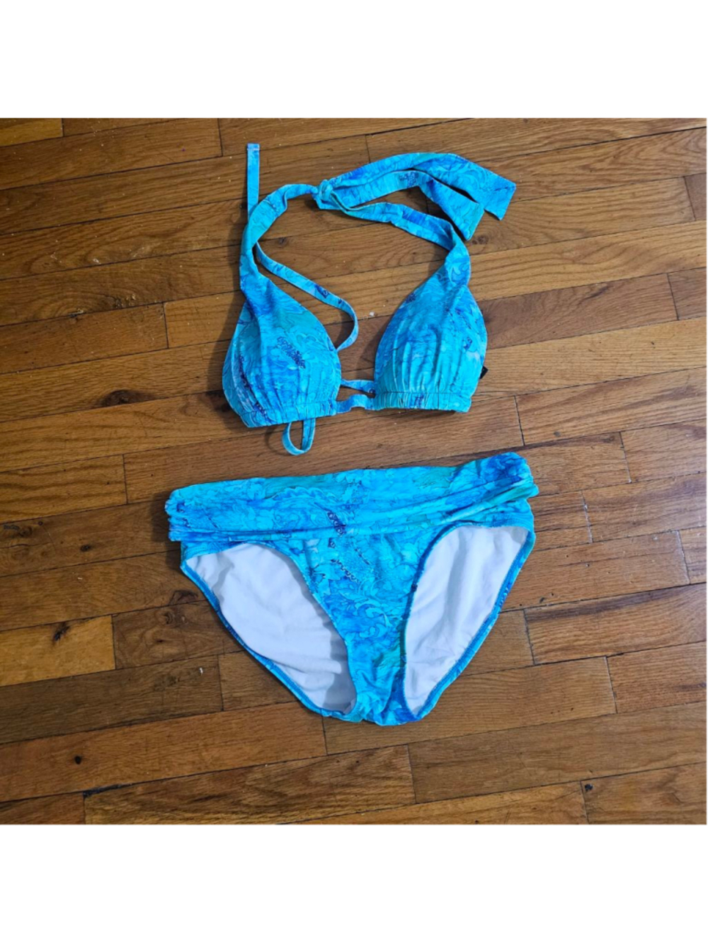 LAUREN Ralph Lauren Blue Teal Bikini Swimsuit Medium Large